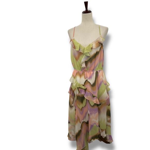NEW Steve Madden Delphine Ruffle Dress Size XL Pastel Marble Midi Cocktail NWT - Picture 6 of 14